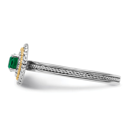 14K/Silver Two Tone Sterling Silver & 14K Stackable Expressions Created Emerald Ring