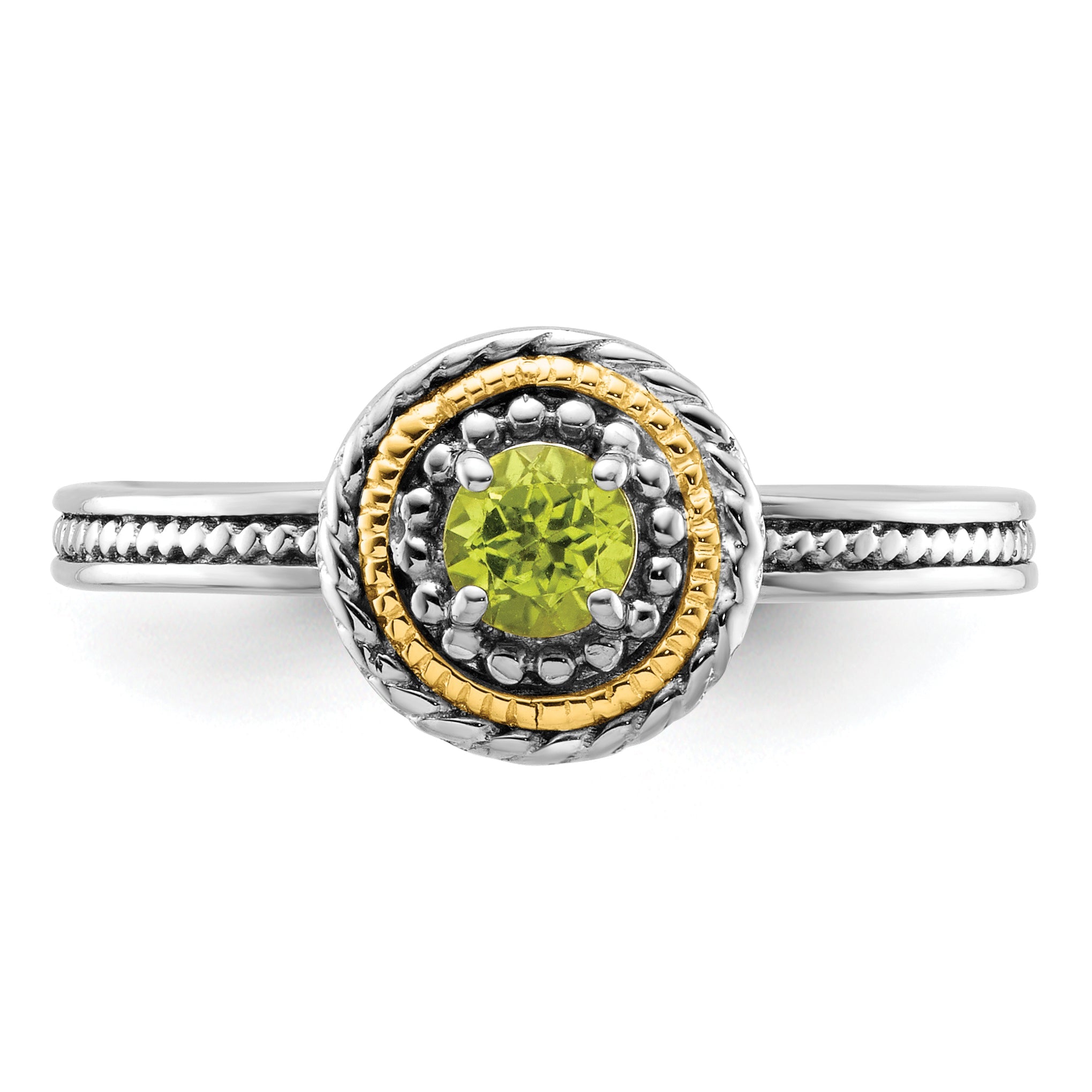 14K/Silver Two Tone Sterling Silver & 14K Stackable Expressions Peridot Ring
