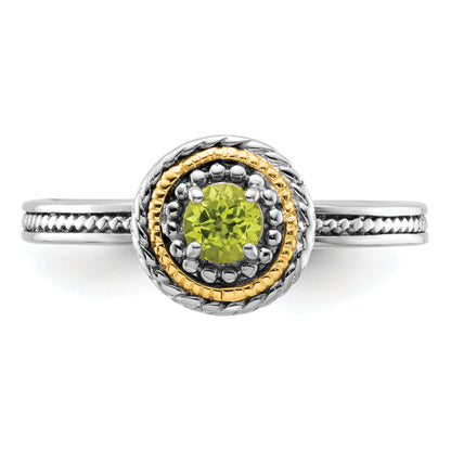 14K/Silver Two Tone Sterling Silver & 14K Stackable Expressions Peridot Ring