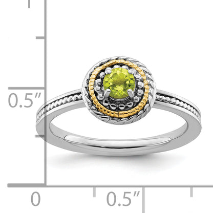 14K/Silver Two Tone Sterling Silver & 14K Stackable Expressions Peridot Ring