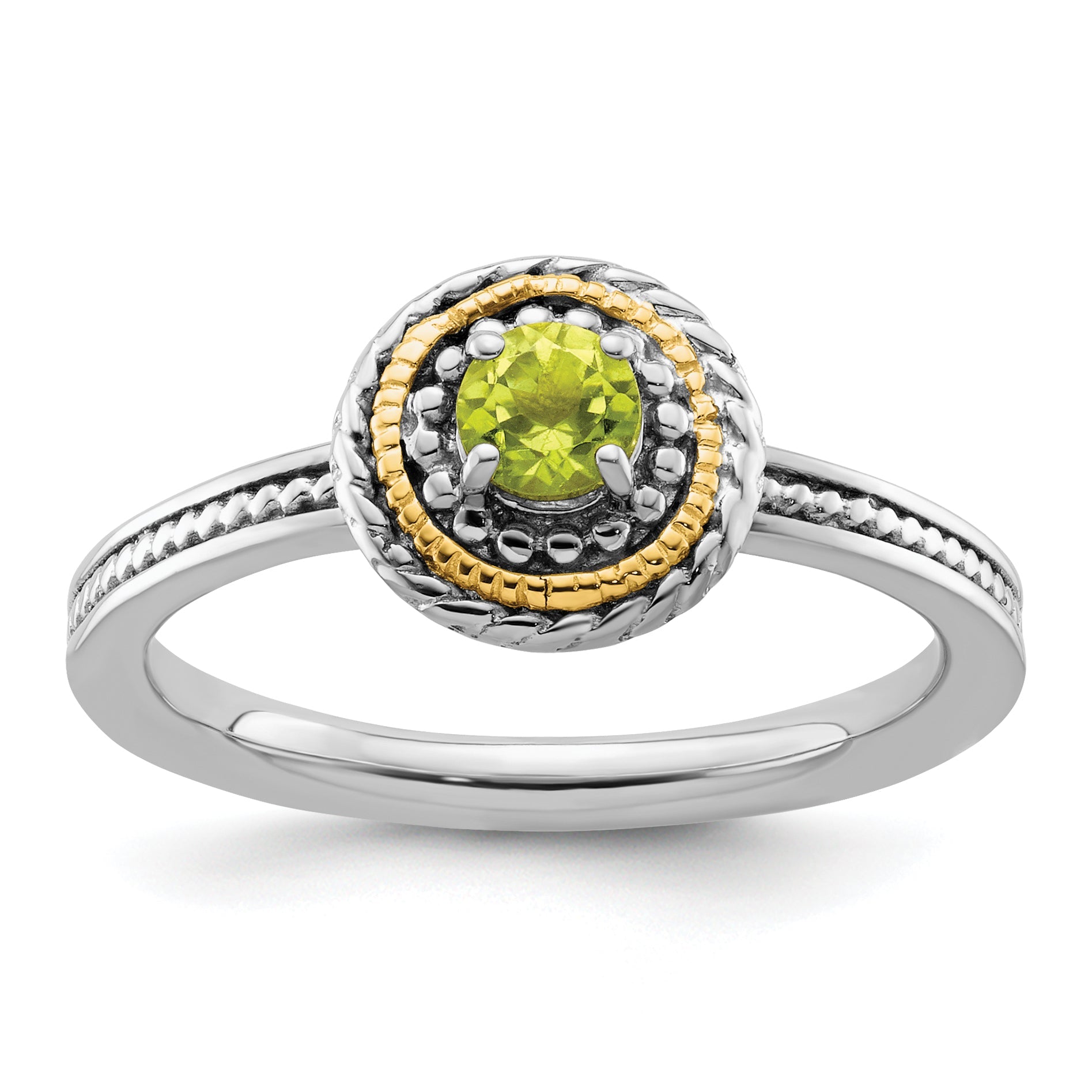 14K/Silver Two Tone Sterling Silver & 14K Stackable Expressions Peridot Ring