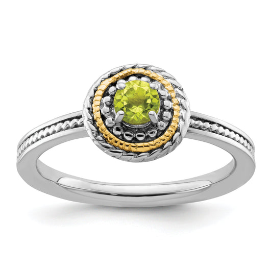 14K/Silver Two Tone Sterling Silver & 14K Stackable Expressions Peridot Ring