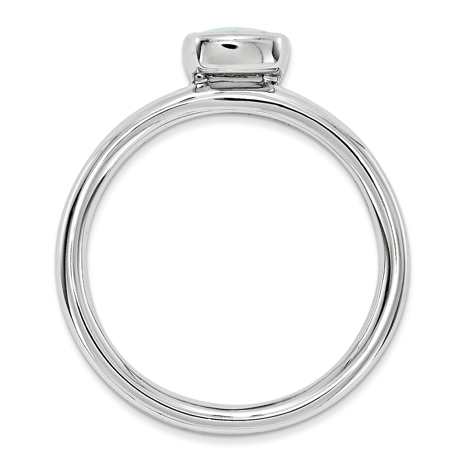 Sterling Silver Stackable Expressions Cushion Cut Created Opal Ring