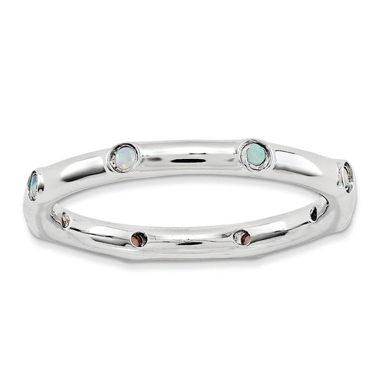 Sterling Silver Stackable Expressions Created Opal Ring