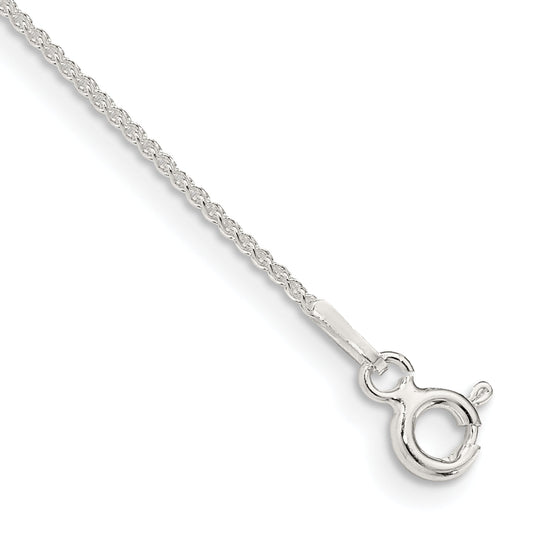 7 Inch Sterling Silver 1mm Round Spiga Chain Bracelet