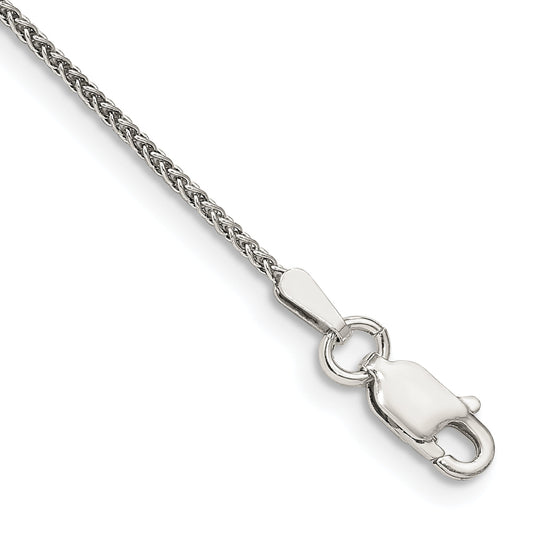 10 Inch Sterling Silver 1.25mm Round Spiga Chain Anklet