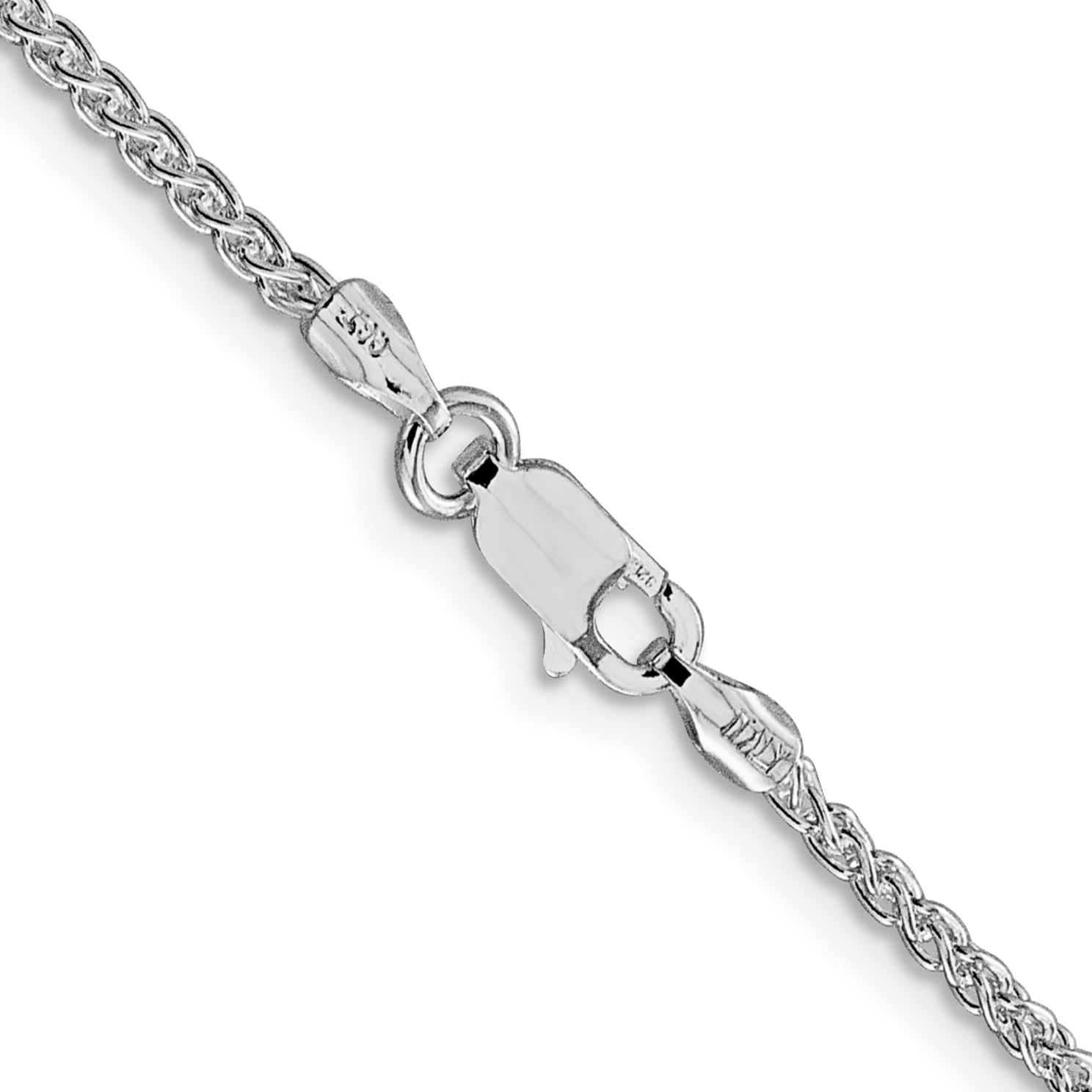 Sterling Silver Rhodium-Plated 1.75mm Round Spiga Chain Necklace