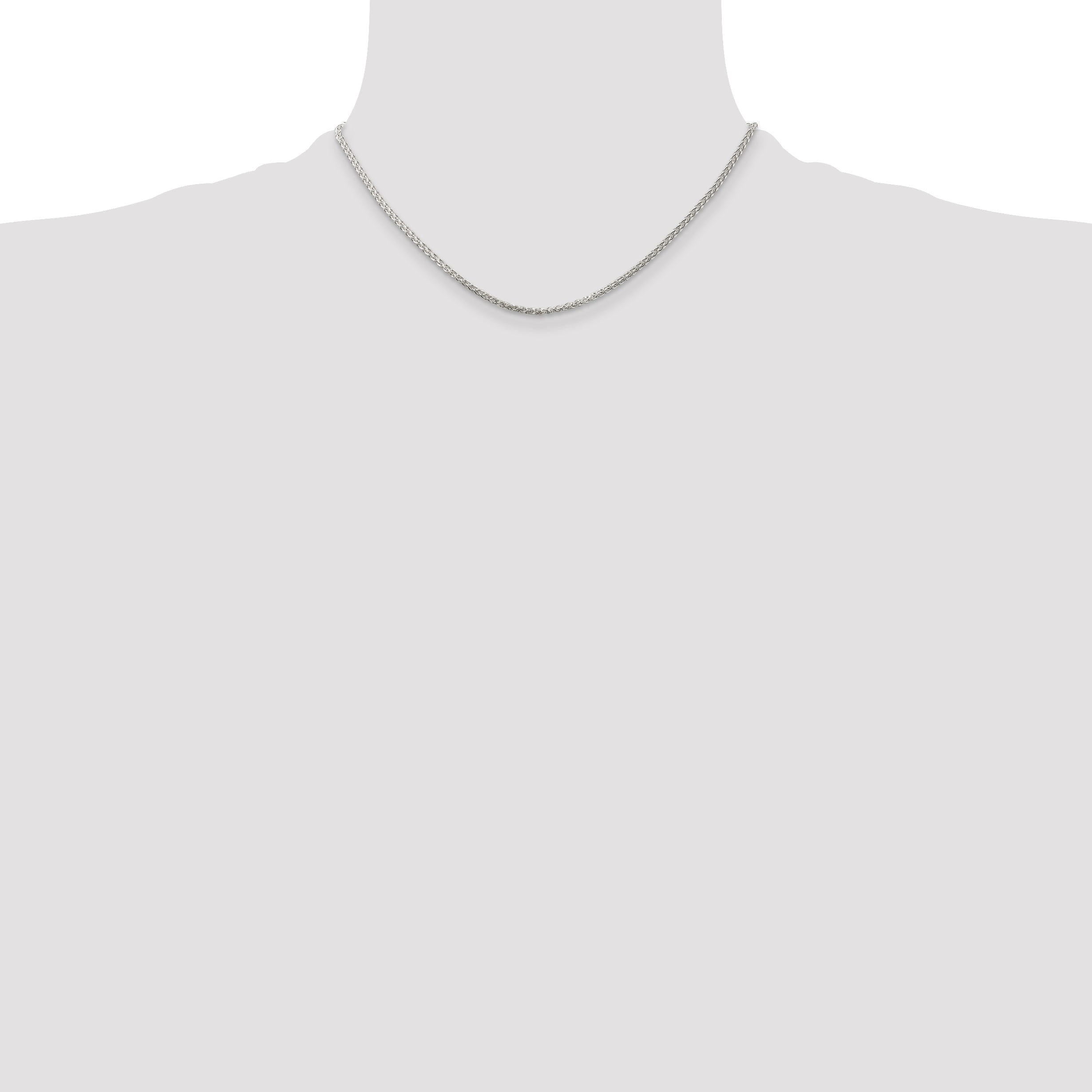 Sterling Silver Rhodium-Plated 1.75mm Round Spiga Chain Necklace