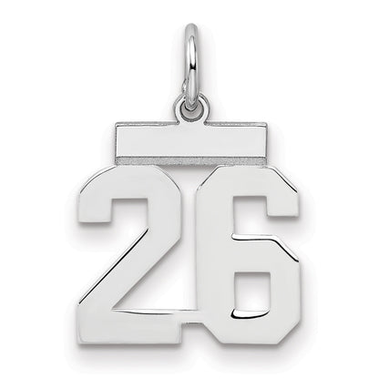 Sterling Silver Silver/Rhodium-Plated Polished Number 26 Charm