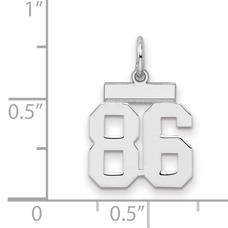 Sterling Silver Silver/Rhodium-Plated Polished Number 86 Charm