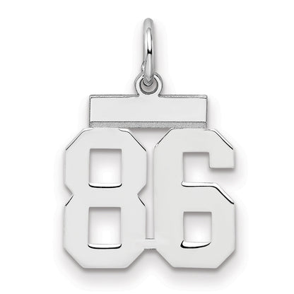 Sterling Silver Silver/Rhodium-Plated Polished Number 86 Charm