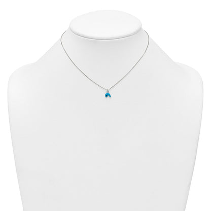 Sterling Silver Polished Enameled Dolphin Children's Post Earrings and Necklace Set