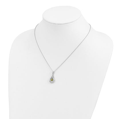 Sterling Silver Sentimental Expressions Rhodium-Plated Aug. Cz Stone Never Forget Tear 18In Birthstone Necklace