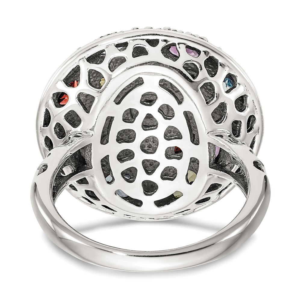 14K/Silver Two Tone Shey Couture Sterling Silver With 14K Accent Antiqued .43Amethyst/.19Citrine/.32Blue Topaz/.32Peridot/.35Garnet Ring