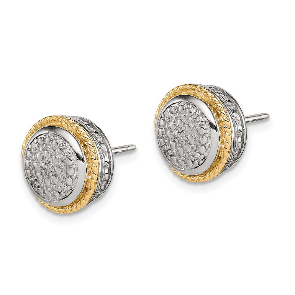 14K/Silver Two Tone Shey Couture Sterling Silver Rhodium Plated With 14K Accent Polished Diamond Post Earrings
