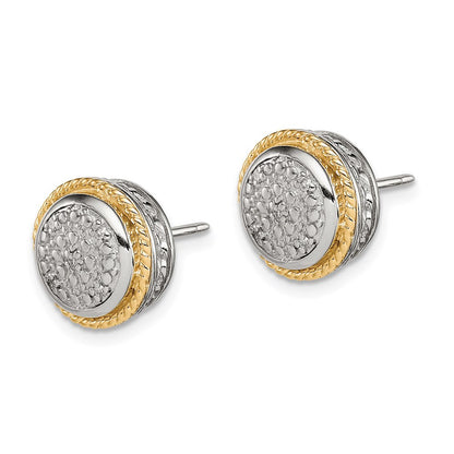 14K/Silver Two Tone Shey Couture Sterling Silver Rhodium Plated With 14K Accent Polished Diamond Post Earrings