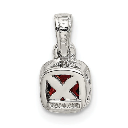 14K/Silver Two Tone Shey Couture Sterling Silver Rhodium Plated With 14K Accent Polished Cushion Cut Garnet Pendant
