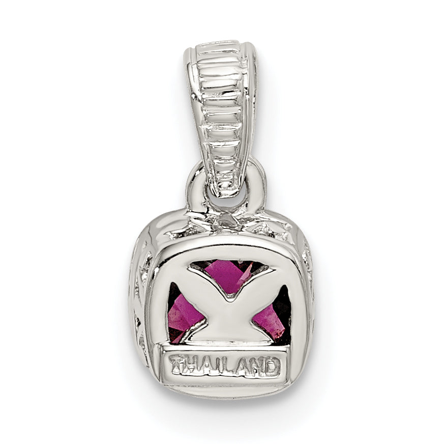 14K/Silver Two Tone Shey Couture Sterling Silver Rhodium Plated With 14K Accent Polished Cushion Cut Rhodolite Garnet Pendant