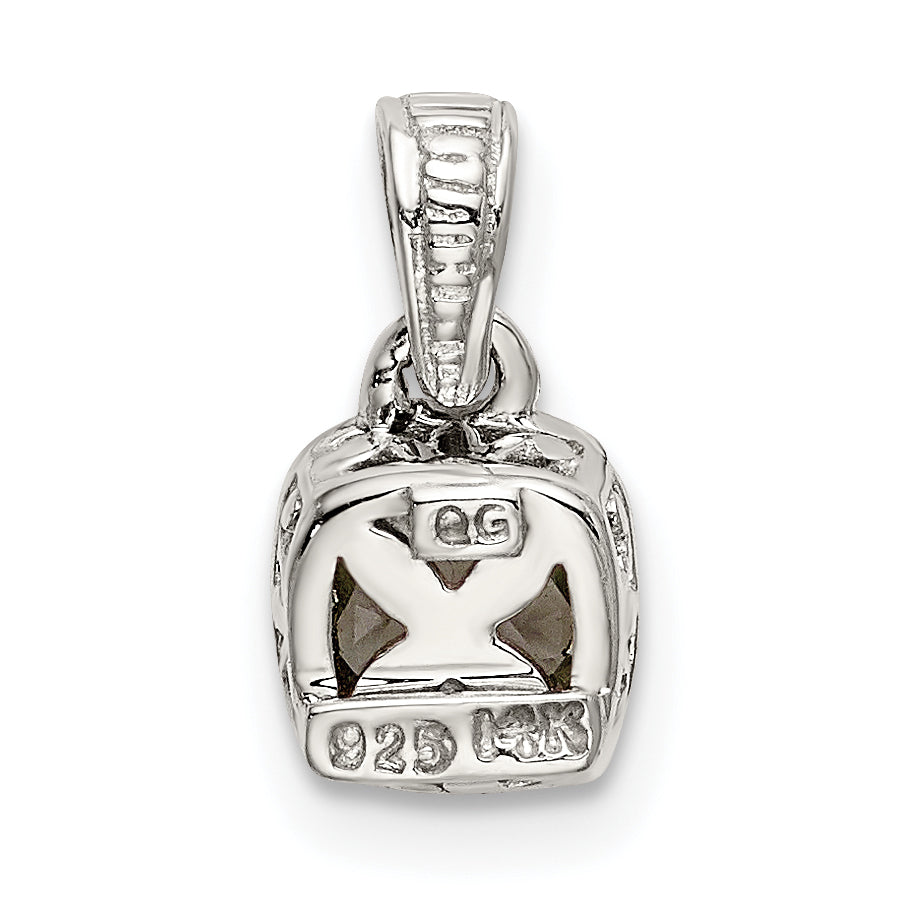 14K/Silver Two Tone Shey Couture Sterling Silver Rhodium Plated With 14K Accent Polished Cushion Cut Aquamarine Pendant