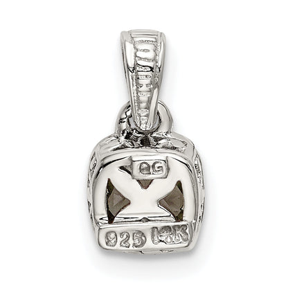 14K/Silver Two Tone Shey Couture Sterling Silver Rhodium Plated With 14K Accent Polished Cushion Cut Aquamarine Pendant