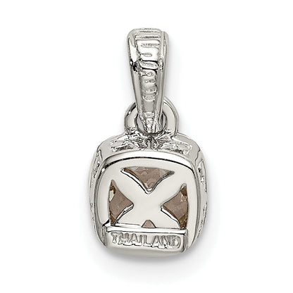 14K/Silver Two Tone Shey Couture Sterling Silver Rhodium Plated With 14K Accent Polished Cushion Cut White Topaz Pendant