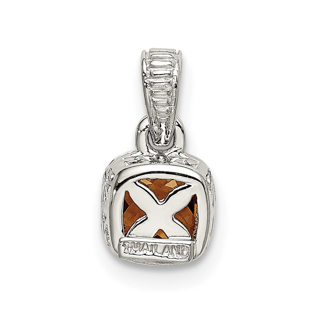 14K/Silver Two Tone Shey Couture Sterling Silver Rhodium Plated With 14K Accent Polished Cushion Cut Citrine Pendant