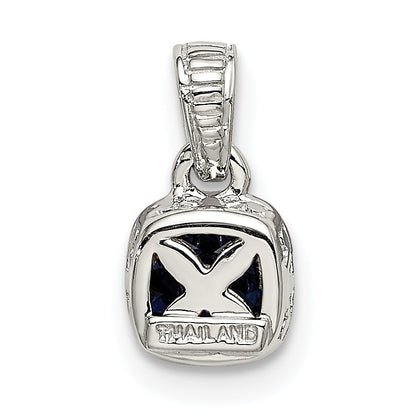 14K/Silver Two Tone Shey Couture Sterling Silver Rhodium Plated With 14K Accent Polished Cushion Cut Created Sapphire Pendant