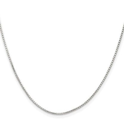 Sterling Silver Rhodium-Plated 1.1mm Diamond-Cut Round Box Chain w/2in Ext.