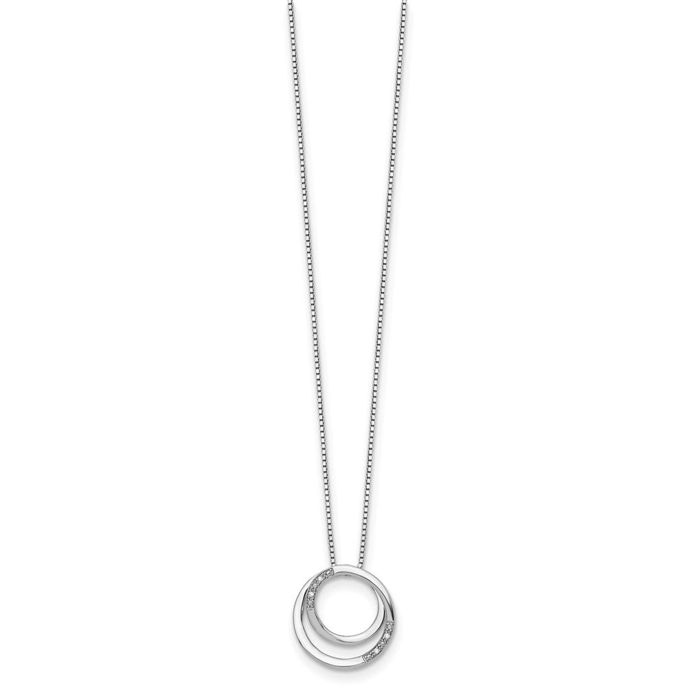Sterling Silver White Ice Rhodium-Plated 18 Inch Diamond Necklace With 2 Extender