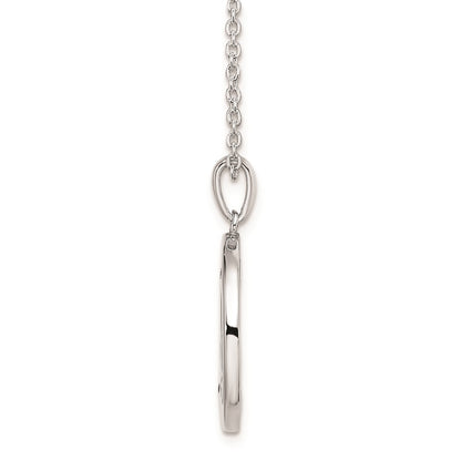 Sterling Silver White Ice Rhodium-Plated 18 Inch Diamond Letter H Initial Necklace With 2 Extender