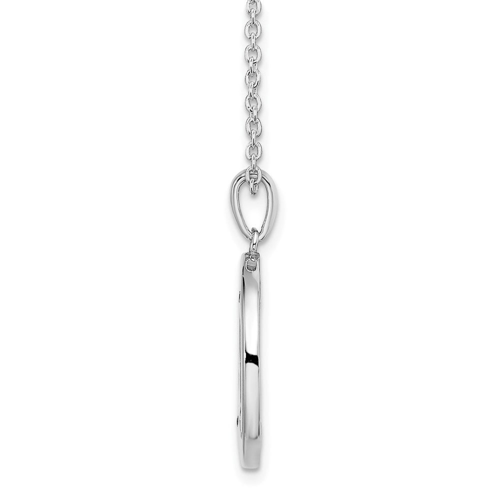 Sterling Silver White Ice Rhodium-Plated 18 Inch Diamond Letter O Initial Necklace With 2 Extender