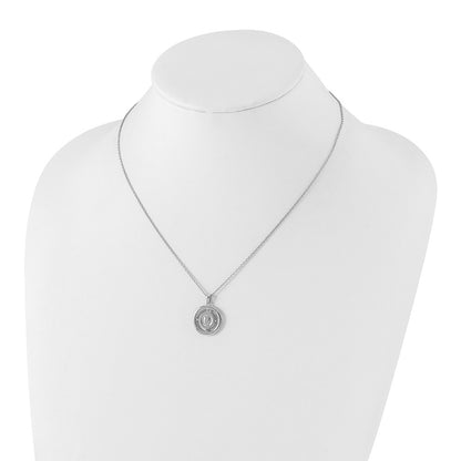 Sterling Silver White Ice Rhodium-Plated 18 Inch Diamond Letter O Initial Necklace With 2 Extender