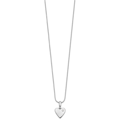 Sterling Silver White Ice Rhodium-Plated Diamond Heart Necklace