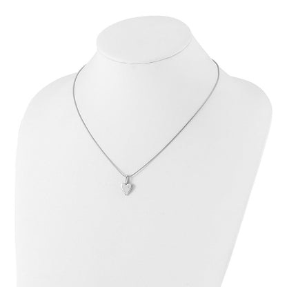 Sterling Silver White Ice Rhodium-Plated Diamond Heart Necklace