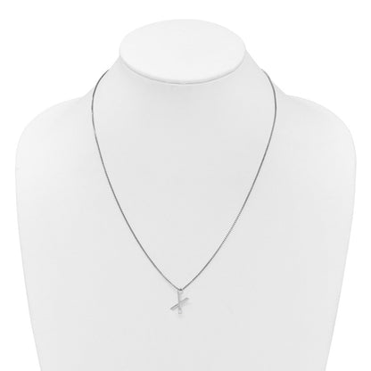 Sterling Silver Rhodium Plated White Ice .03 Diamond Initial X w/2in Ext. Necklace