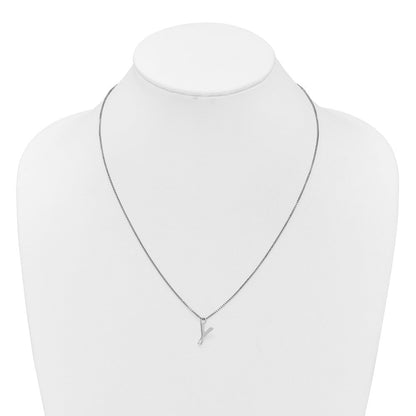 Sterling Silver Rhodium Plated White Ice .03 Diamond Initial Y w/2in Ext. Necklace