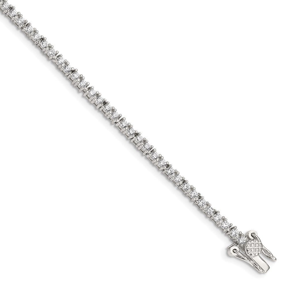 7 Inch Sterling Silver Rhodium-Plated Cz Tennis Bracelet