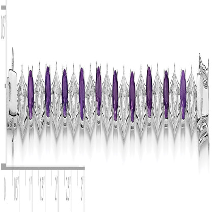 7 Inch Sterling Silver Rhodium-Plated Amethyst & Cz Bracelet