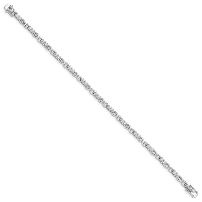 7.5 Inch Sterling Silver Rhodium-Plated Cz Infinity Bracelet