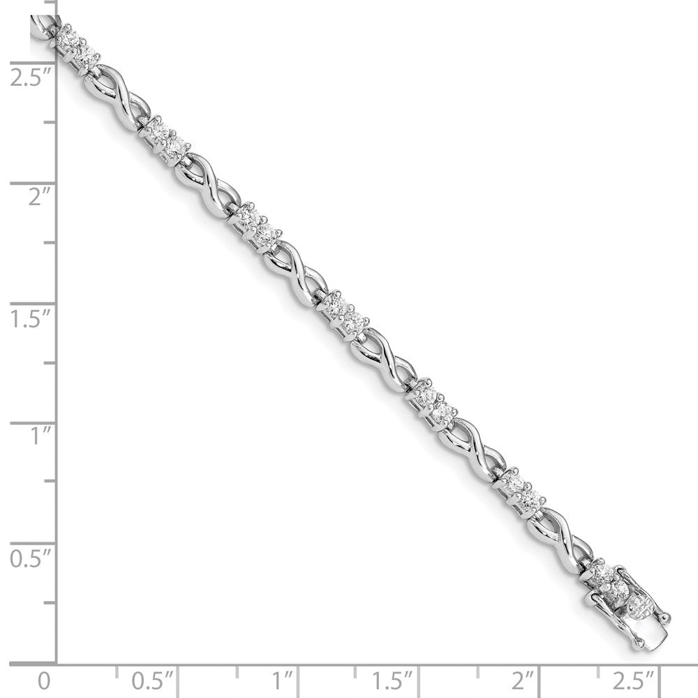 7.5 Inch Sterling Silver Rhodium-Plated Cz Infinity Bracelet
