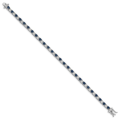 7 Inch Sterling Silver Rhodium-Plated Sapphire & White Topaz Tennis Bracelet