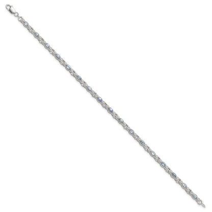 Sterling Silver Rhodium-Plated Polished Tanzanite 7.5 Inch Bracelet