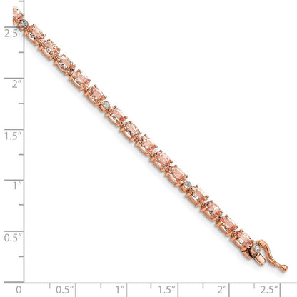 7 Inch Sterling Silver Rhod & Rose Gold-Plate Morg./Crtd. Wht. Sapphire Bracelet