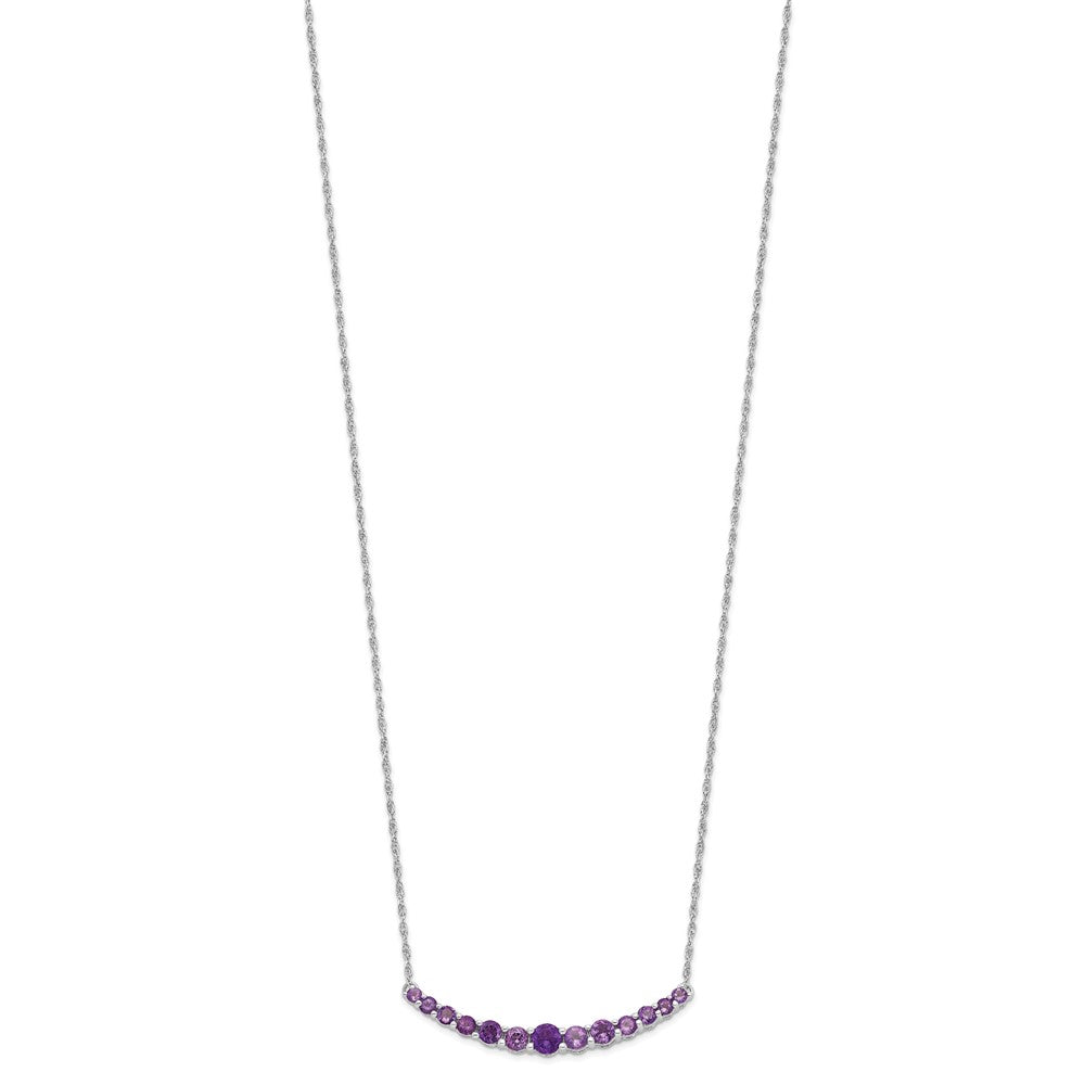 Sterling Silver Rhodium-Plated Amethyst Pendant W/Necklace