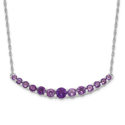 Sterling Silver Rhodium-Plated Amethyst Pendant W/Necklace