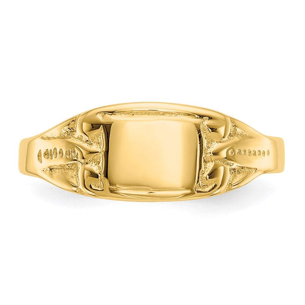 14k Yellow Gold Polished Rectangular Baby Signet Ring