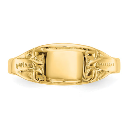 14k Yellow Gold Polished Rectangular Baby Signet Ring