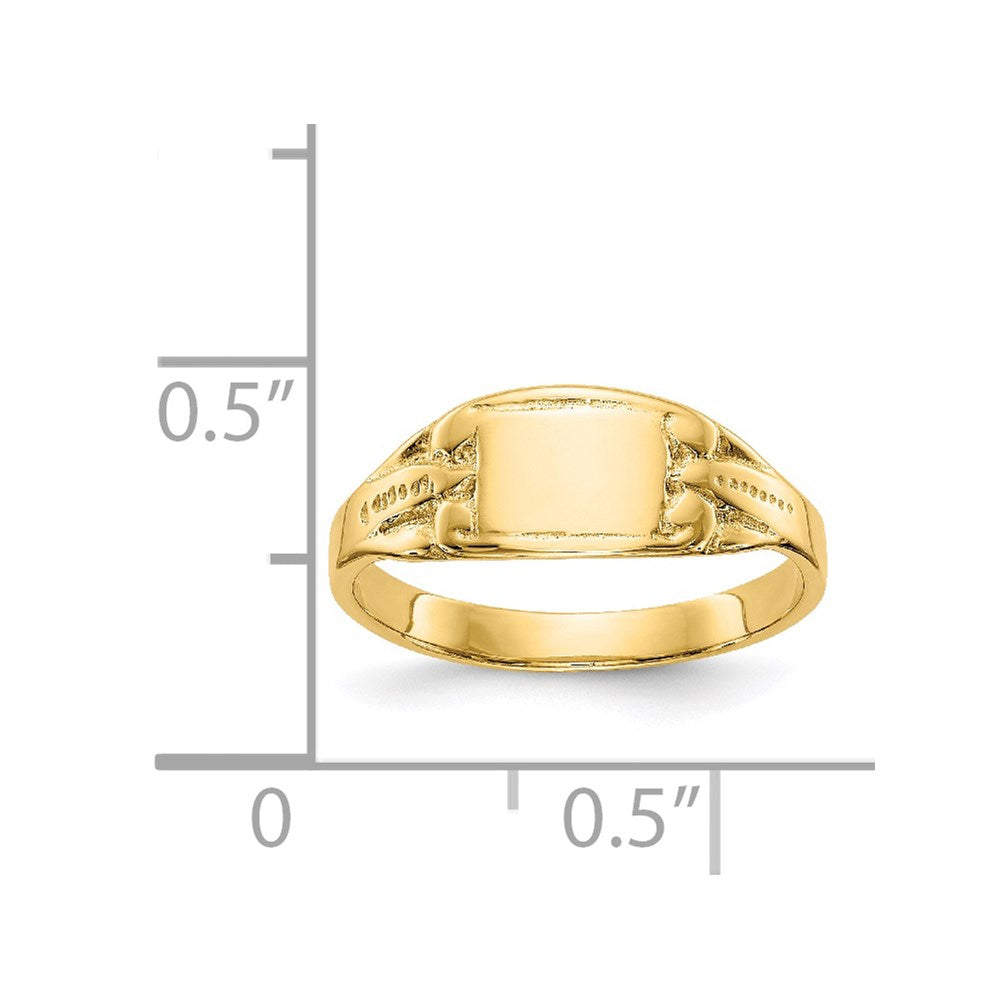 14k Yellow Gold Polished Rectangular Baby Signet Ring