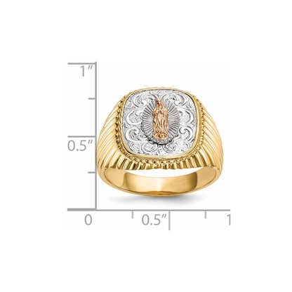 14k Two-tone Gold w/White Rhodium Our Lady of Guadalupe Men's Ring