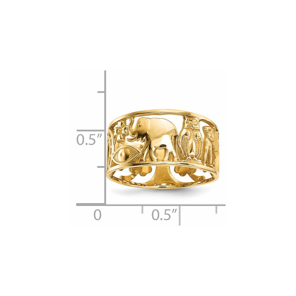 14k Yellow Gold Lucky Symbols Cut Out 9mm Band